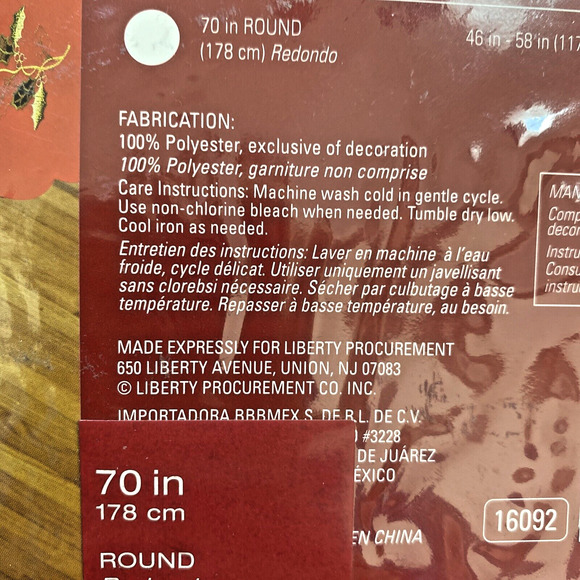 NEW Embroidered Christmas Holiday Tablecloth Red Holly Cutwork Festive 70” Round - Picture 8 of 8